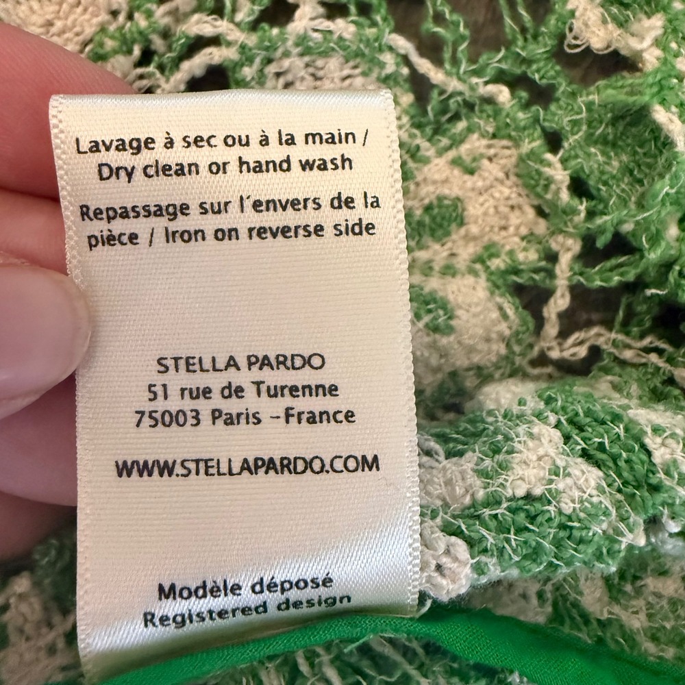 $885 Stella Pardo Paris Organic Cotton Floral Crochet Maxi Dress Green White S - Picture 4 of 15